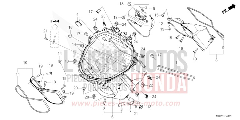 COMPARTIMENT A BAGAGES de NC750X "Méca" FIGHTING RED (R134) de 2025
